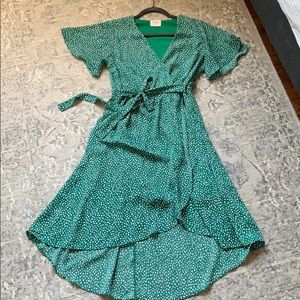 Polko dot Green white summer dress